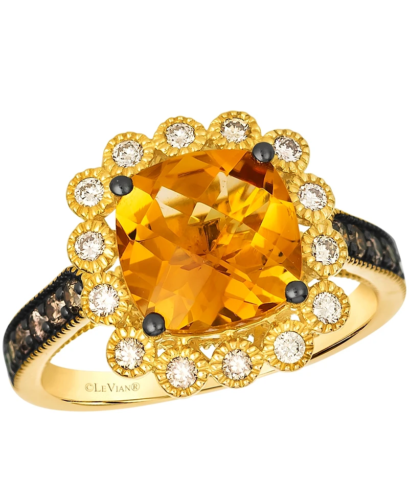 Le Vian Citrine (3 ct. t.w.), Nude Diamond (25 ct. t.w.) and Chocolate Diamond Ring (.27 ct. t.w.) in 14K Honey Gold