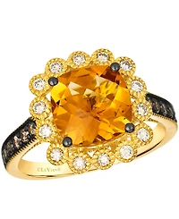 Le Vian Citrine (3 ct. t.w.), Nude Diamond (25 ct. t.w.) and Chocolate Diamond Ring (.27 ct. t.w.) in 14K Honey Gold