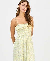 Sincerely Jules Juniors' Smocked Ruffled Floral Midi Dress