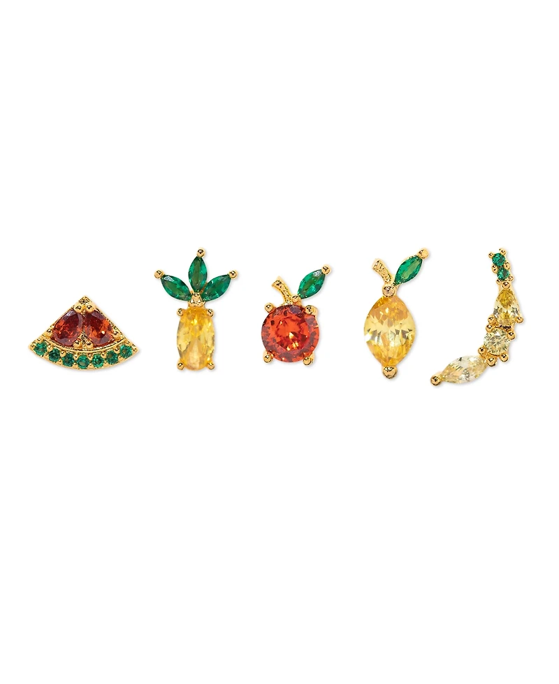 Girls Crew Crystal Multi-Color Tropical Fruit Basket Stud Set