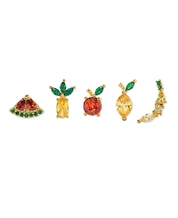 Girls Crew Crystal Multi-Color Tropical Fruit Basket Stud Set