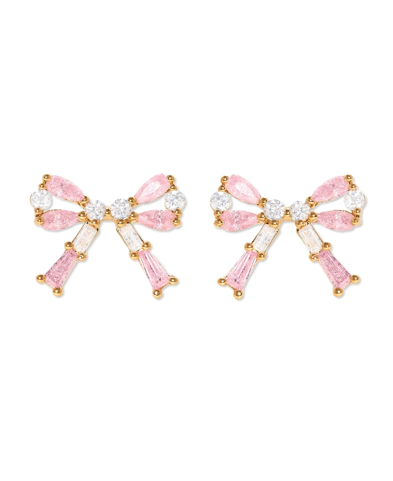 Girls Crew Crystal Gold Plated Chasse Bow Studs