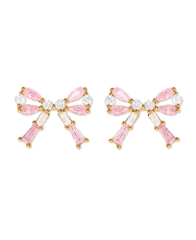 Girls Crew Crystal Gold Plated Chasse Bow Studs