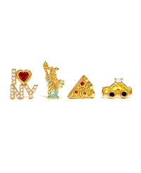 Girls Crew Crystal Gold Plated Big Apple Stud Set