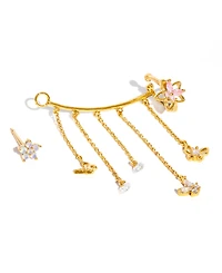 Girls Crew Crystal Gold Plated Mari Chandelier Stud and Cuff Earrings