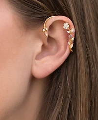 Girls Crew Crystal Gold Plated Island Bloom Crawler Cuff Earrings