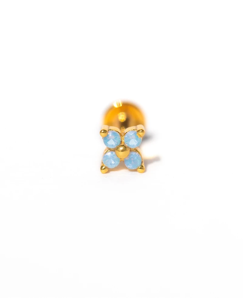 Girls Crew Crystal Gold Plated Blue Blossom Flat Back Earrings