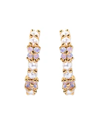 Girls Crew Gold Plated Orchid Faux Cultivated Pearl Hoop Earrings