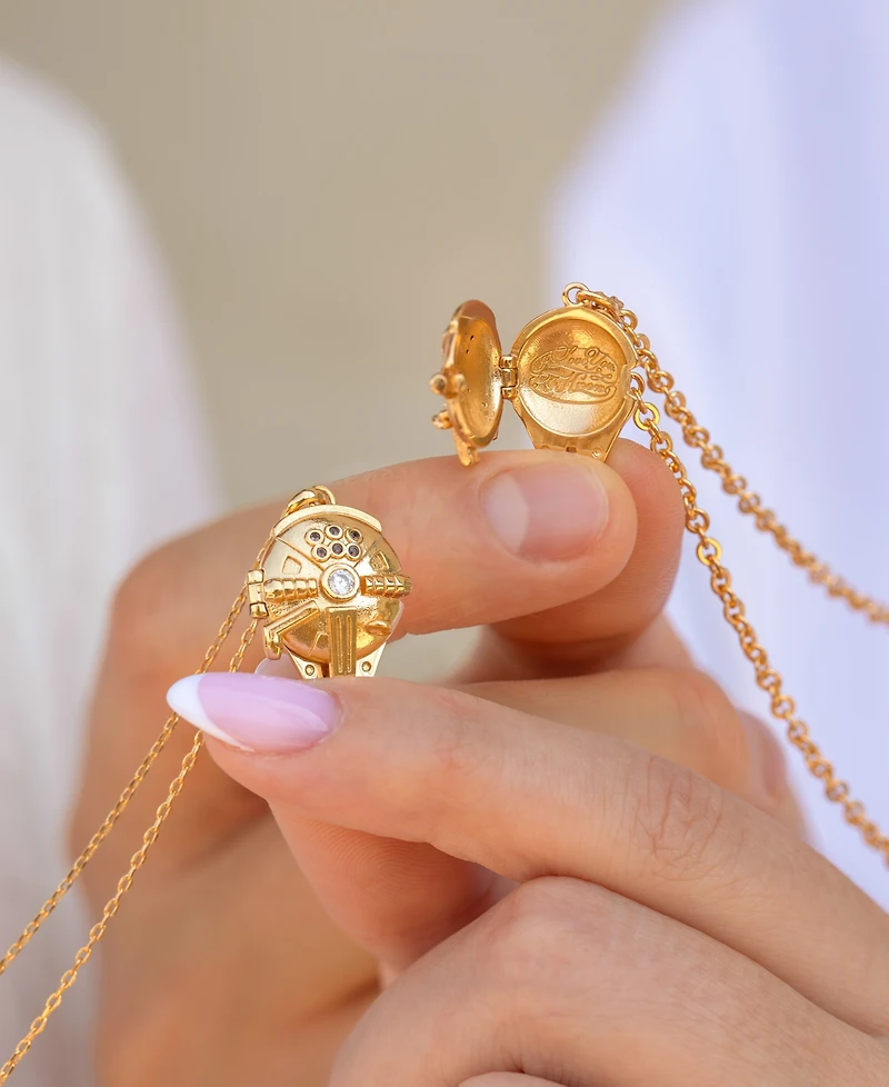 Girls Crew Star Wars Millennium Falcon Locket Gold Plated Necklace