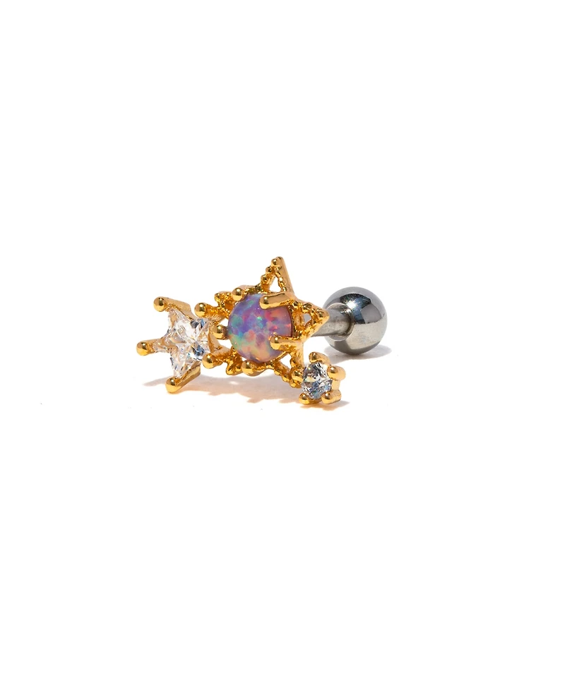 Girls Crew Gold Plated Light Year Crystal Piercing Style Earrings