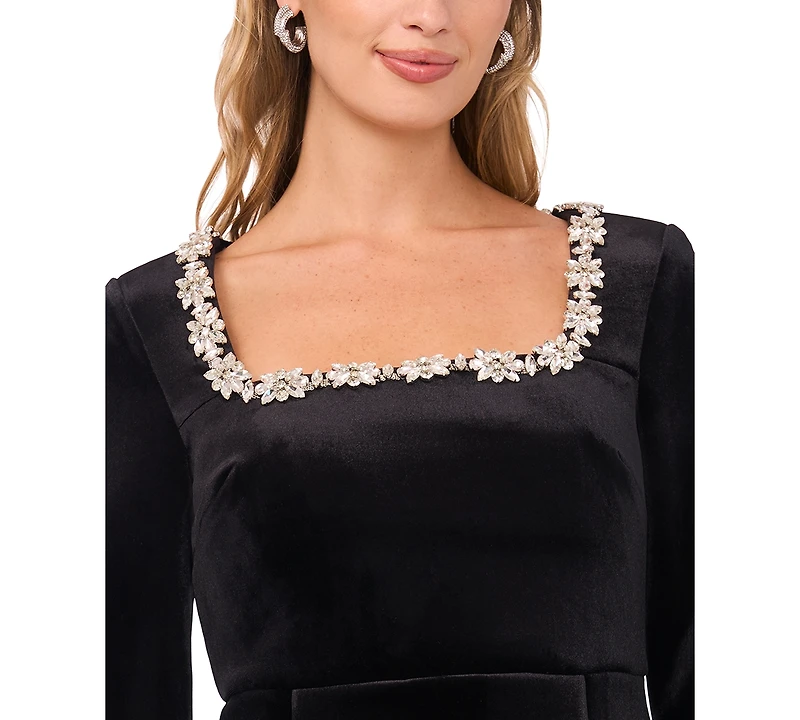 CeCe Women's Square Neck Long Sleeve Dress