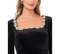 CeCe Women's Square Neck Long Sleeve Dress