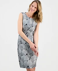 Kasper Women's Leaf Jacquard Sleeveless Sheath Dress