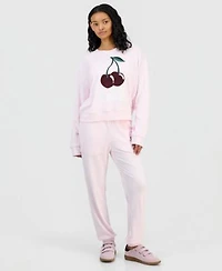 Grayson Threads The Label Juniors Very Cherry Velour Sweatshirt Jogger Pants