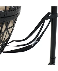 Outdoor Resin Wicker Jackson Hanging Basket Egg Chair Swing with Cushions, Headrest, and Steel Stand Set - 3pc