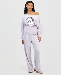 Grayson Threads The Label Juniors Hello Kitty Velour Off The Shoulder Sweatshirt Joggers