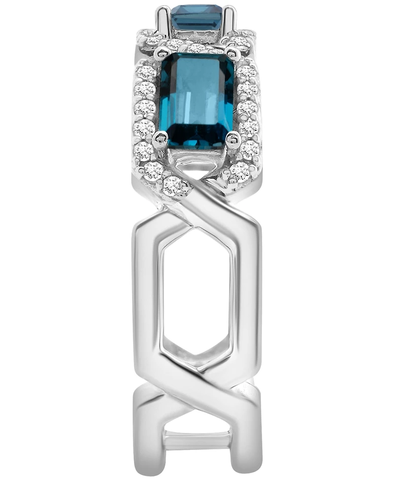 Macy's London Blue Topaz (1ct. t.w.) and Diamond (1/4 ct. t.w.) Ring in 14K White Gold