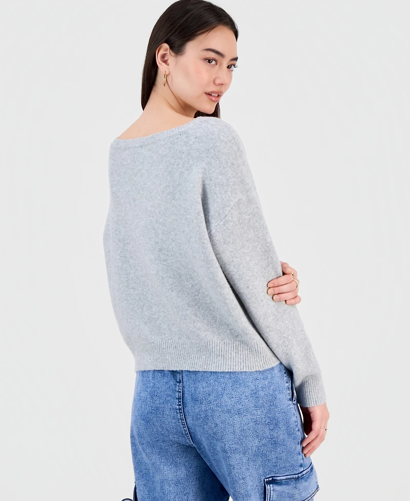 Ultra Flirt Juniors' Graphic Intarsia-Knit Sweater