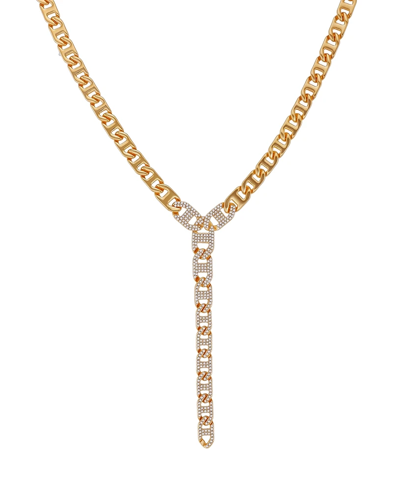 Guess Glass Stone Pave Y-Drop Necklace (also Silver-Tone)