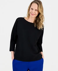 Kasper Women's Boat-Neck Multi-Stitch Dolman-Sleeve Sweater