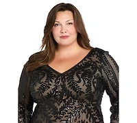 R & M Richards Plus Beaded Dress With Contrast Lining and Godet Skirt