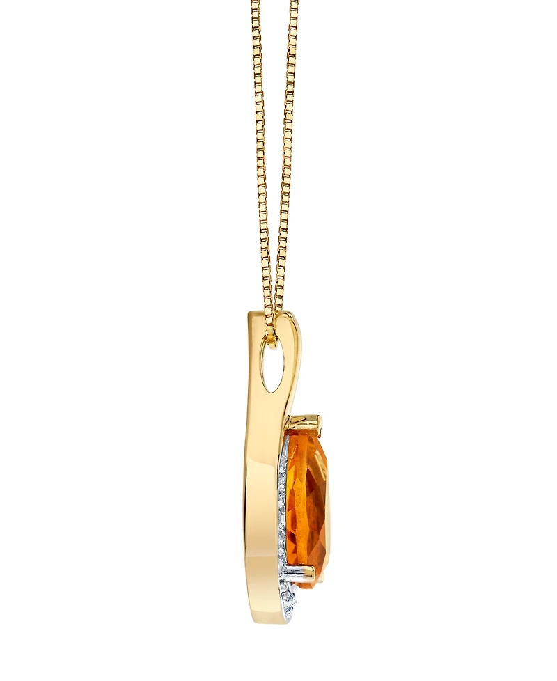 Macy's Citrine (1-3/4 ct. t.w.) and Diamond Necklace (1/10 ct. t.w.) in 10K Yellow Gold
