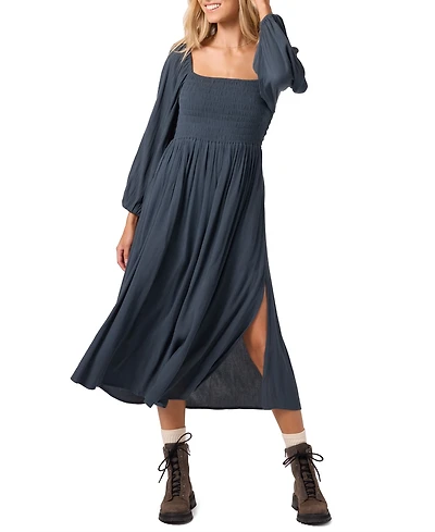 O'Neill Women's Gracyn Smocked Long Sleeve Midi Dress