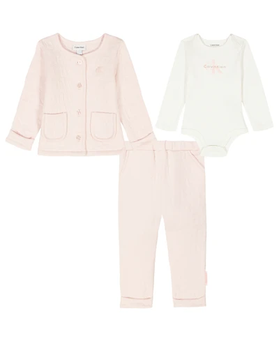 Calvin Klein Baby Girls 3-Piece Long-Sleeve Bodysuit, Jacket and Pants Set