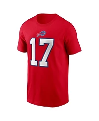 Nike Men's Josh Allen Red Buffalo Bills Player Name Number T-Shirt