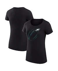 G-iii 4Her by Carl Banks Women's Black Philadelphia Eagles Super-Slim Fit Lightweight Subtle Football T-Shirt