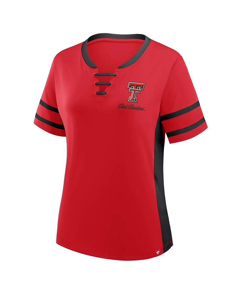 Fanatics Women's Red/Black Texas Tech Red Raiders Be Fearless Athena Lace-Up T-Shirt