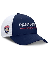 Fanatics Men's Navy/White Florida Panthers Authentic Pro Rink Lockup Adjustable Trucker Hat