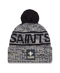 New Era Men's Black New Orleans Saints 2025 Sideline Cold Weather Cuffed Knit with Pom Hat