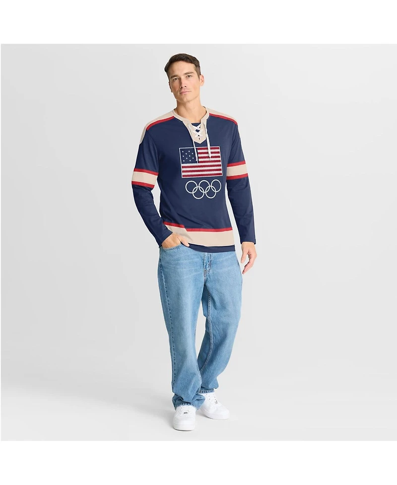 Fanatics Men's Navy Team Usa Lace-Up Long Sleeve T-Shirt