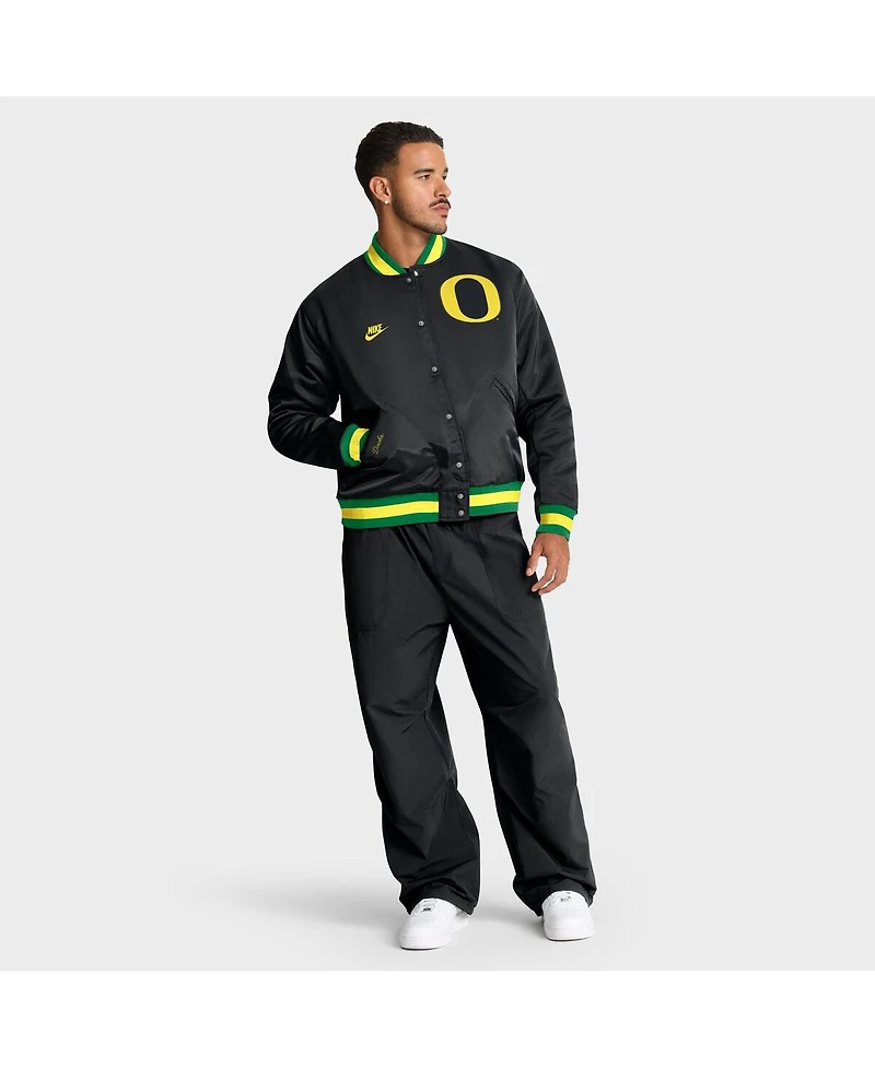 Nike Men's Black Oregon Ducks Legacy Full-Snap Bomber Jacket