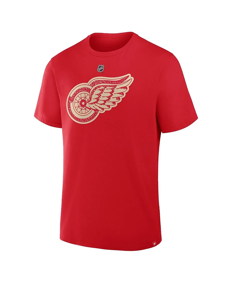 Fanatics Men's Lucas Raymond Red Detroit Wings Centennial Authentic Stack Name Number T-Shirt