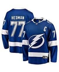 Fanatics Men's Victor Hedman Blue Tampa Bay Lightning Home Captain Patch Breakaway Jersey