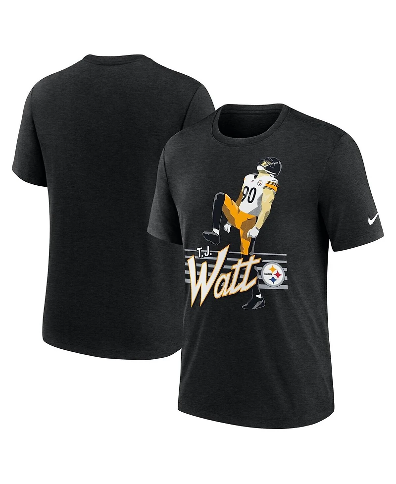 Nike Men's T.j. Watt Heather Black Pittsburgh Steelers Player Graphic T-Shirt