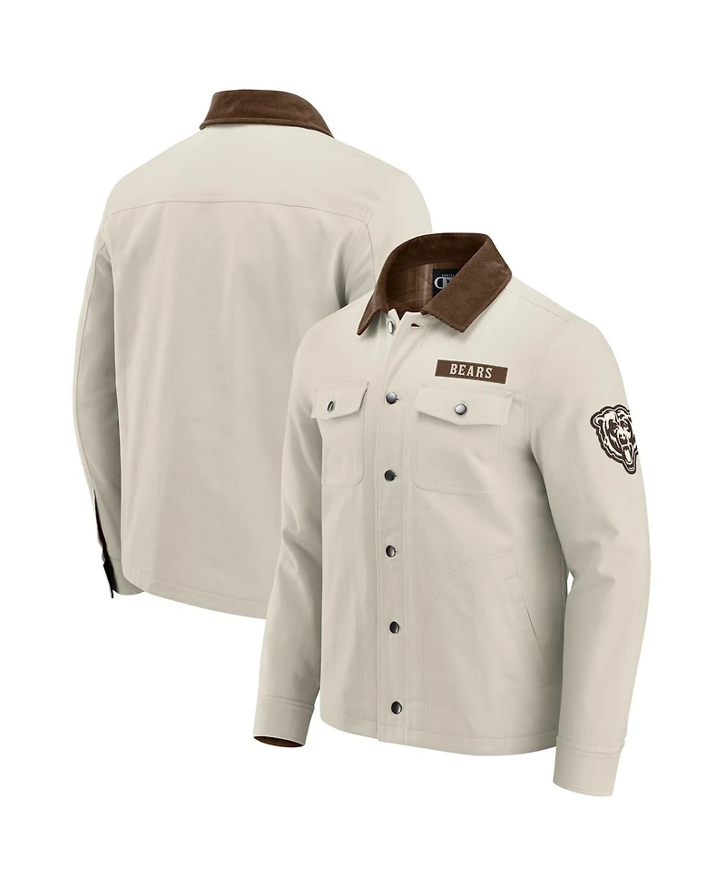 Darius Rucker Collection by Fanatics Men's Tan Chicago Bears Midweight Canvas Full-Button Jacket