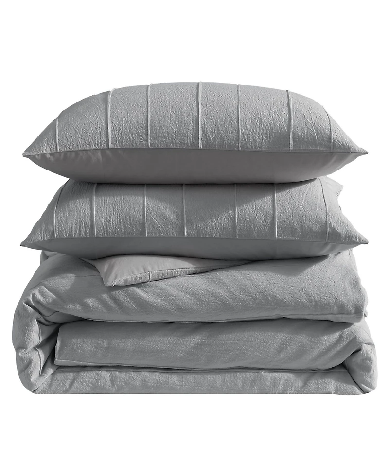 Vera Wang Woven Tucks Jacquard 3-Pc. Duvet Cover Set