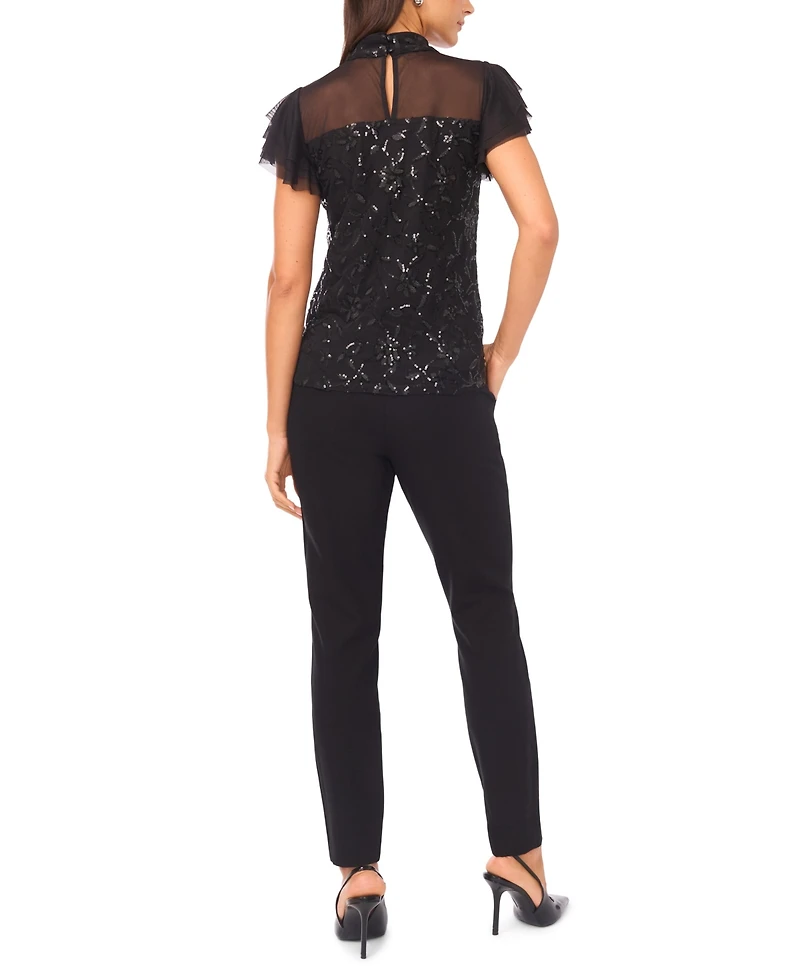 Vince Camuto Women's Embellished Detail Mock Neck Top