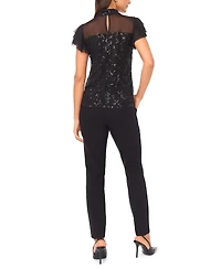 Vince Camuto Women's Embellished Detail Mock Neck Top