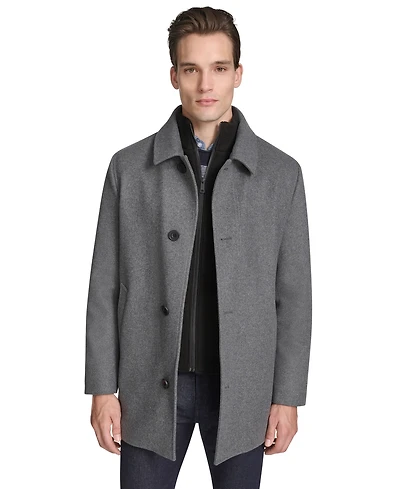 Kenneth Cole Men's Stand-Collar Zip-Bib Button Car Coat