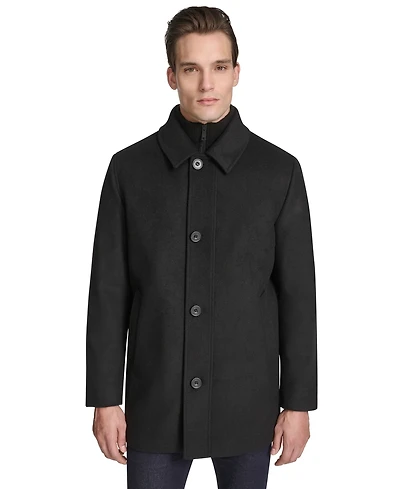 Kenneth Cole Men's Stand-Collar Zip-Bib Button Car Coat