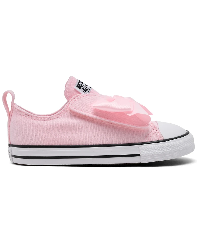 Converse Toddler Girls' Chuck Taylor All Star Bow 2V Fastening Strap Low Top Casual Sneakers from Finish Line
