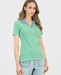 Nautica Women's Cotton Double-Collar Polo T-Shirt