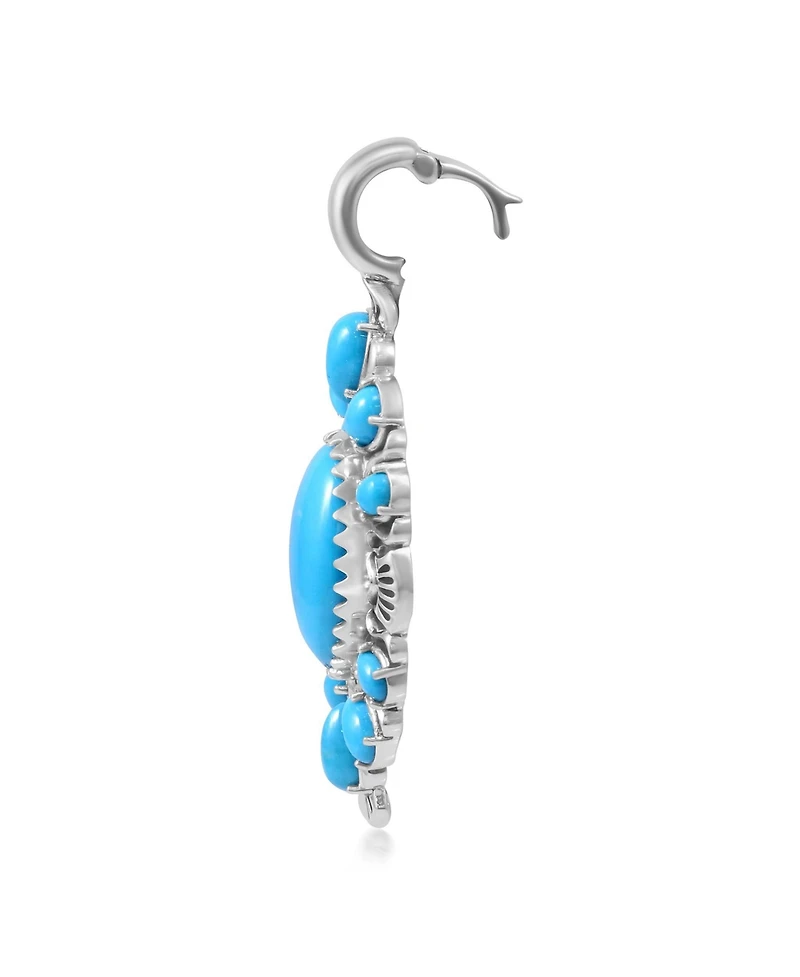 American West Jewelry Sterling Silver Kingman Turquoise Oval and Pear Bold Pendant Enhancer