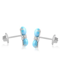 American West Jewelry Sterling Silver Round Larimar Concha Stud Earrings