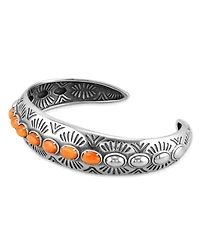 American West Jewelry Sterling Silver Orange Spiny Oyster Textured Cuff Bracelet