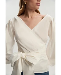 Karen Millen Women's Woven Wrap Detail Blouse